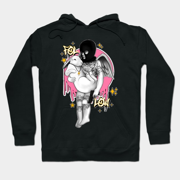 Follow white rabbit punk angel Hoodie by Meakm